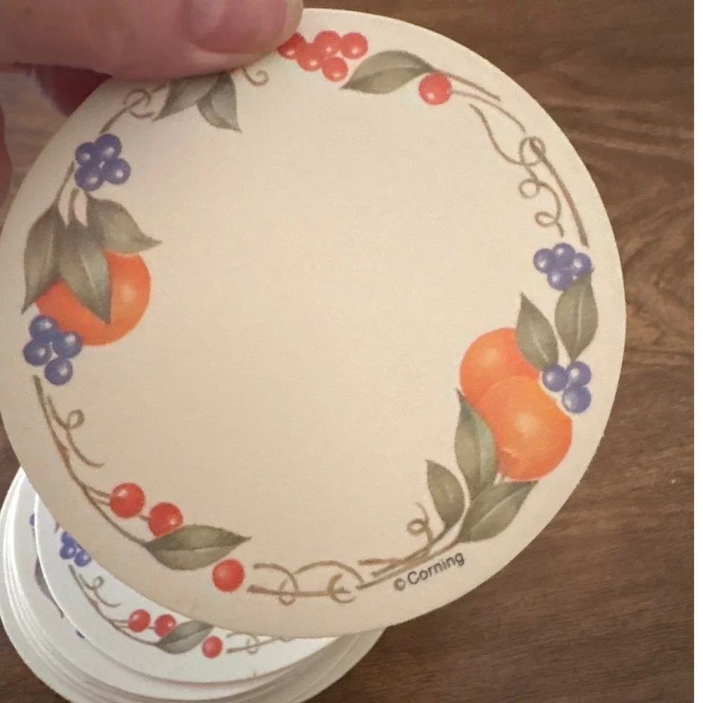 Corning‎ Abundance Fruit Pattern Round Coasters Set of 12 Vintage Corelle Match